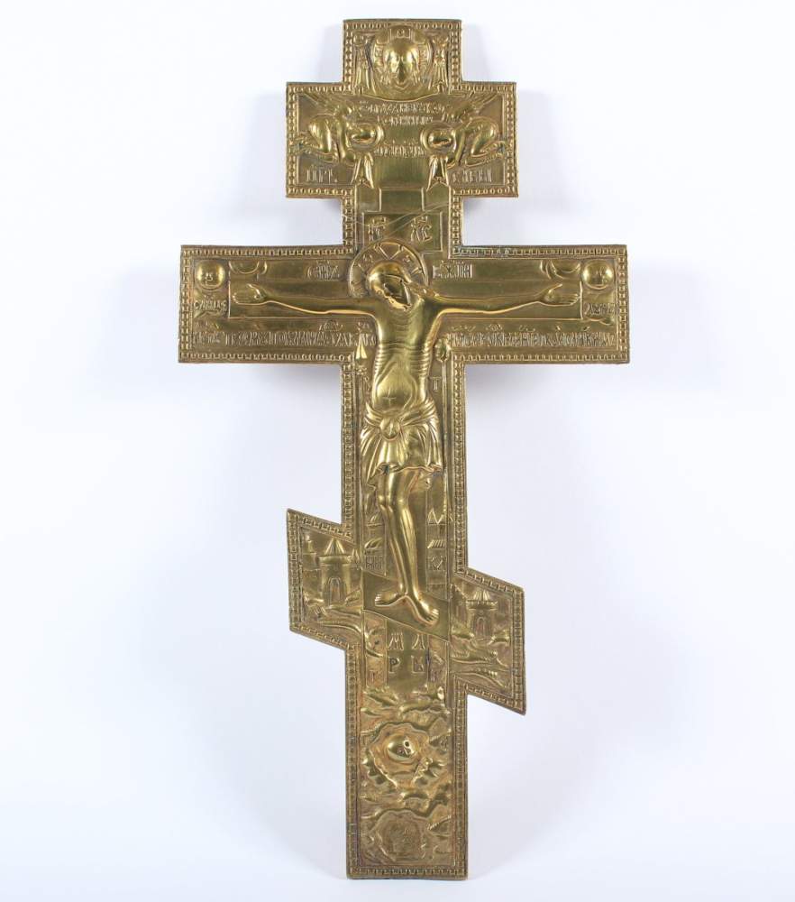 KREUZIKONE, Bronze, 37 x 20, RUSSLAND, um 1900