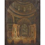 MALER A.19.JH., "Nächtliche Messe in Sankt Peter", Öl/Holz, 35 x 28, R.