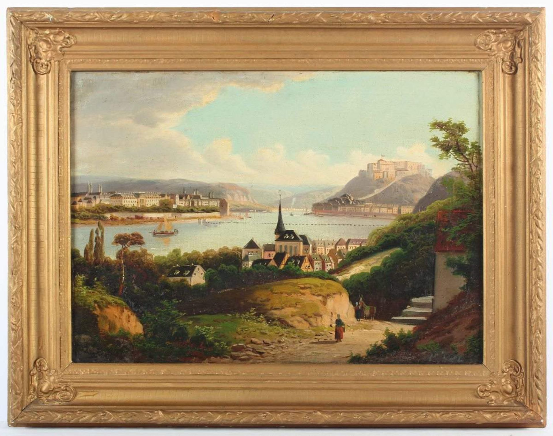 MALER DES 19.JH., "Ansicht von Koblenz", Öl/Lwd., 48 x 65, R. - Bild 2 aus 3