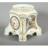 SOCKEL MIT UHR, polychrom gemalte Jagdszenen, H 12, KPM BERLIN, um 1900