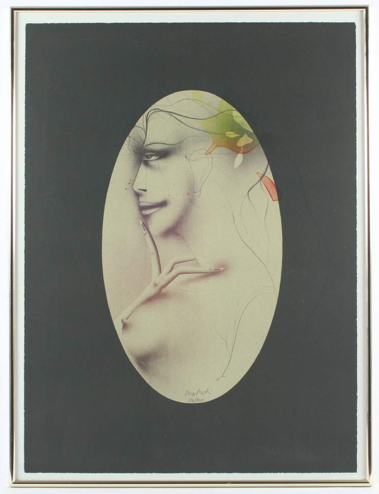 WUNDERLICH, Paul, "Profil im Oval", Farblithografie, 76 x 55,5, nummeriert 696/1000, handsigniert, - Image 2 of 2