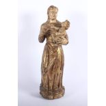 MADONNA MIT KIND, Holzfigur, Hartholz, farbig gefasst, H 52, leicht besch., wohl LATEINAMERIKA,