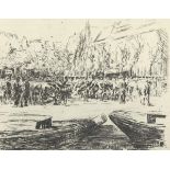 LIEBERMANN, Max, "Rindermarkt in Leiden", Original-Radierung, 13,5 x 17,5, um 1900, WV Schiefler