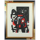 MIRO, Joan, "Hommage", Farblithografie, 61 x 42, nach dem Entwurf, Abzug auf Bütten, zum 90.