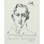 JANSSEN, Horst, "Heinrich Heine", Offset-Lithografie, 39 x 29, 1974, handsigniert, R.