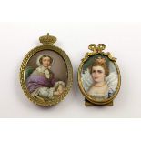 ZWEI MINIATUREN, "Maria Stuart", "Königin Amalie Auguste Prinzessin von Bayern", Malerei auf