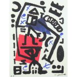 PENCK, A.R., "Zwischen Rot und Blau", Farbmultiple, 18 x 14, 1982, bez.e.a., signiert, R.