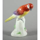 MINIATURFIGUR PAPAGEI, polychrom bemalt, H 4,7, Modellnr. 77019, MEISSEN, 20.Jh.