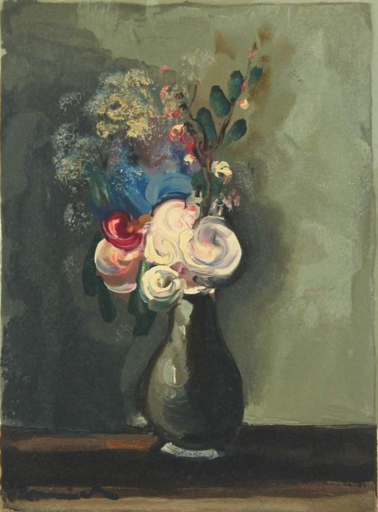 VLAMINCK, Maurice, "Les roses pompon", Farbholzstich, 37 x 26, Les heures claires, um 1960,
