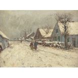 LIESEGANG, Helmut (1858-1945), "Dorfstraße im Winter", Öl/Lwd., 28 x 38, unten rechts signiert, R.