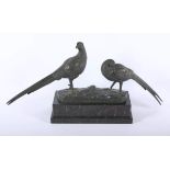 POERZEL-MÖLLER, Otto, "Paar Fasane", Bronze, L 48, H 18,5, auf dem Stand signiert, Marmorsockel