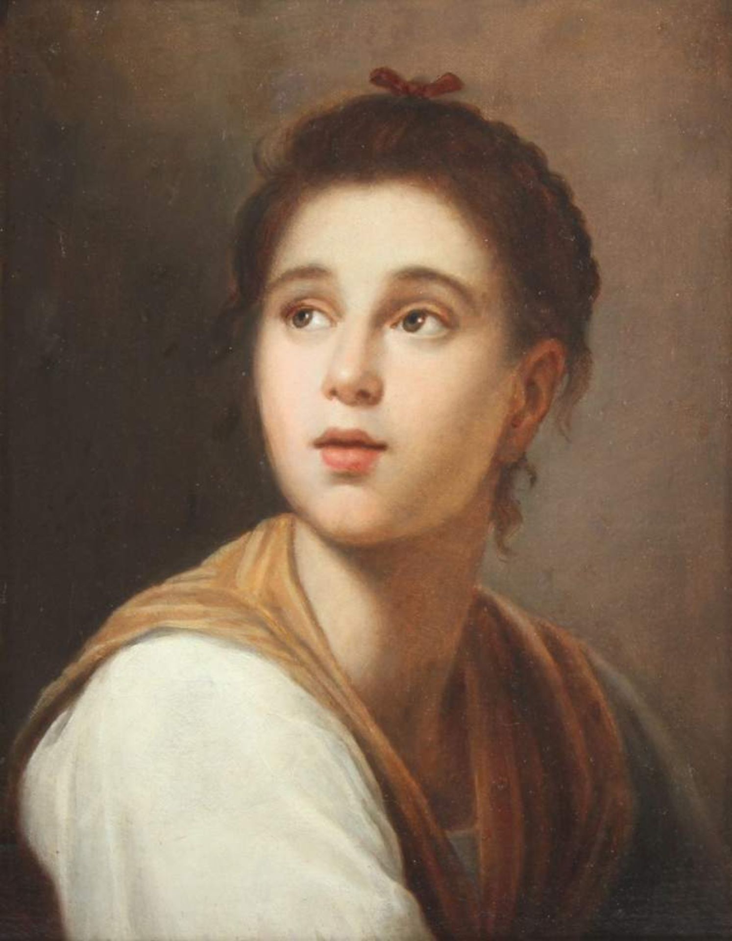 REYNOLDS, Joshua (1723-1792), Umkreis/Nachfolge A.19.Jh., "Mädchenportrait", Öl/Lwd., 27 x 21, verso