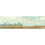 SOUDAN, Octave (1872-1948), "Paar Landschaften", Öl/Holz, 17 x 30, jeweils signiert, R.