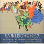 KOPP, Otto, "Gauklertag 1907", Plakat, Farblithografie, Vereinigung Münchener Kunstacademiker e.