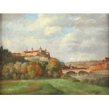 SCHEIBE, Emil Jürgen, "Ansicht von Würzburg", Öl/Hartfaser, 33 x 44, unten rechts signiert und "