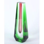 TROPFENVASE, farbloses Glas, partiell grün und pink getönt, H 25, minst.best., Entwurf Pavel