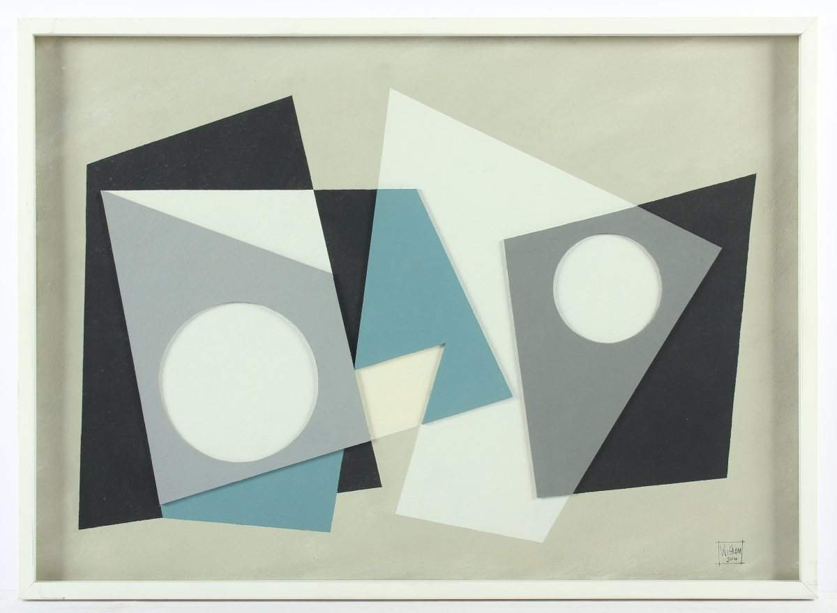 WITHAM, Richard, "Geometric IV", Mischtechnik und Collage auf Isorel, 50 x 70, unten rechts signiert - Image 2 of 3