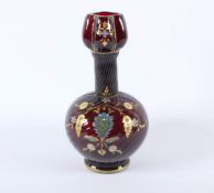 ZIERVASE, rubiniertes Glas, Emailmalerei, H 20,5, min.besch., wohl BACCARAT, um 1880