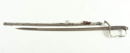ÖSTERREICHISCHER INFANTERIE-OFFIZIERSSÄBEL M 1861, beidseitig gekehlte und vernickelte Rückenklinge,