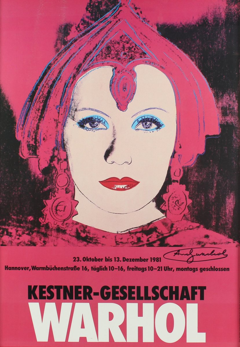 WARHOL, Andy, "Greta Garbo", Farboffset-Lithografie, 58 x 58, Edition der Kestner-Gesellschaft,