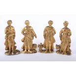 FOLGE VON VIER EVANGELISTENFIGUREN, Holz, goldfarben gefasst, H 15 cm, leicht besch., wohl, E.18.