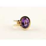 DAMENRING, 585/ooo Roségold, besetzt mit einem Amethyst von ca. 4,71 ct., RG 55, 9,3g