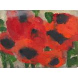 FUSSMANN, Klaus, "Mohn", Gouache/handgeschöpftem Bütten, 28 x 38, handsigniert, 2008, Blattgold-