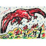 PENCK, A.R., "Prinzip über Konflikte fliegen", Offset/Kunstpostkarte, 11 x 14,5, handsigniert, R.