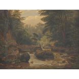 TRIPS, Gr. (Maler M.19.JH.), "Waldlandschaft mit Bachlauf", Öl/Lwd., 28 x 37,5, doubliert, unten