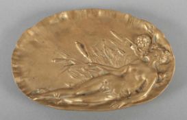 JUGENDSTIL-SCHALE, Bronze, L 29,5, FRANKREICH, um 1900