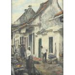 STORM, C. (Maler M.20.Jh.), "Straßenszene in Jakarta", Öl/Holz, 59 x 40, unten rechts signiert