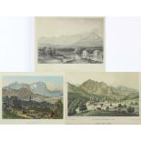 KONVOLUT VON 3 ALPENANSICHTEN, zwei kolorierte Stahlstiche und eine Lithografie, 12,5 x 19, um 1840,