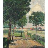 JUNGHEIM, Julius (1878-1957), zugeschr., "Sommerliche Landschaft mit Dorf", Öl/Lwd., 80 x 69,