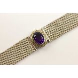 GÜRTELARMBAND, Silber 925/ooo, ein oval facettierter Amethyst, L 25, 54,7g