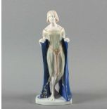 JUGENDSTIL-FIGUR "JUGEND", polychrom bemalt, Goldstaffage, H 23,5, Modellnr. K692, verso am Sockel