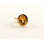 CITRINRING, 585/ooo Gelbgold, besetzt mit einem Citrin von ca. 4,8 ct., RG 55, 9,4g