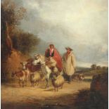 SHAYER, William, "Bauernpaar mit Vieh", Öl/Lwd., 30,5 x 30,5, min.besch., unten links signiert, R.