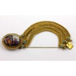 HISTORISCHES ARMBAND, 750/ooo Gelbgold (geprüft), dreireihiges, fein gearbeitetes Gliederarmband,