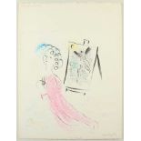 CHAGALL, Marc, "Au chevalet (The easel)", Pastell auf Papier (Wasserzeichen Arches), über Original-