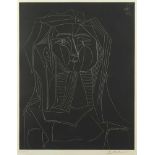 PICASSO, Pablo, "Tête sur fond noir", Original-Lithografie/Arches, 1953, 69,5 x 545, handsigniert,