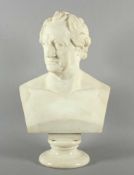 PORTRAITBÜSTE "JOHANN WOLFGANG VON GOETHE", nach Christian Daniel Rauch, Marmorguss, H 68 cm,