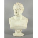 PORTRAITBÜSTE "JOHANN WOLFGANG VON GOETHE", nach Christian Daniel Rauch, Marmorguss, H 68 cm,