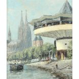 STEMMLER, Christian, "Blick auf die Bastei und den Dom in Köln", Öl/Lwd., 70 x 60, unten links