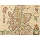 SCHOTTLAND, "Scotia regnum", kolorierte Kupferstichkarte, 39 x 50, fleckig, bei Janssonius,