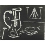 PICASSO, Pablo, "La table aux poissons, fond noir", Original-Lithografie, 55 x 69, Unikatdruck, sehr