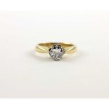 SOLITÄRRING, 585/ooo Gelbgold, besetzt mit einem Altschliffdiamanten von ca. 0,62 ct., ca. tw -