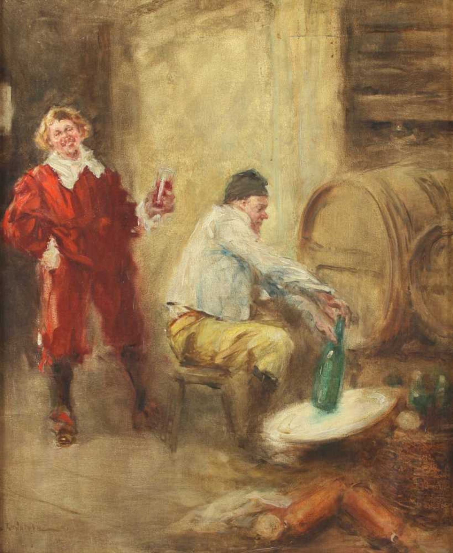 WAHLE, Fritz (1863-1927), "Bei der Weinprobe", Öl/Lwd., 52 x 43, unten links signiert, R.