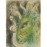 CHAGALL, Marc, "Paradies mit grünem Esel", Original-Farblithografie, 35 x 26, aus Bibel II, 1960,