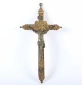 KRUZIFIX, Messingkreuz und Corpus Christi aus Bronze, L 31, FRANKREICH, E.19.Jh.