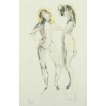 FINI, Leonor, "Les amis", Original-Lithografie/Japan, 36 x 18, koloriert, nummeriert 22/46,